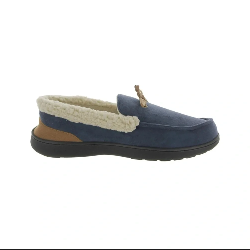 Isotoner Signature Men's Blue Slippers with Soft Cream Interior Size XXL 13-14‎